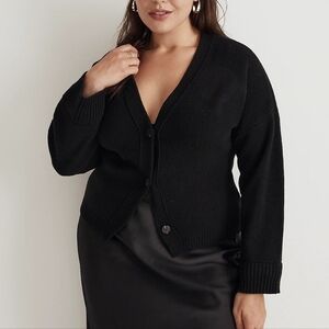 NWT Madewell Merino Wool blend v neck button cardigan in black size xxs
